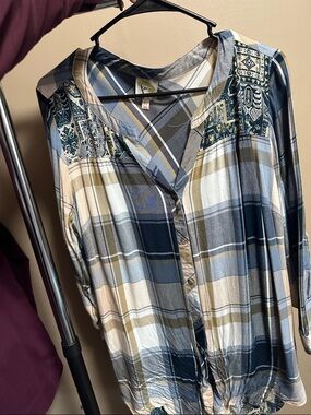 fig and flower Plaid Shirt in Blue and Gray